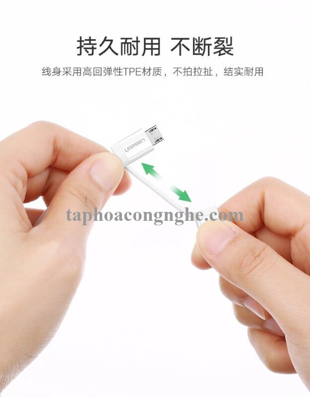 Ugreen 40770 0.5M màu Trắng Cáp sạc truyền dữ liệu USB 2.0 sang MICRO USB + MINI USB US178 30040770